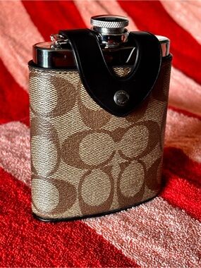 Authentic Coach Signature Flask – Brown/Black Monogram